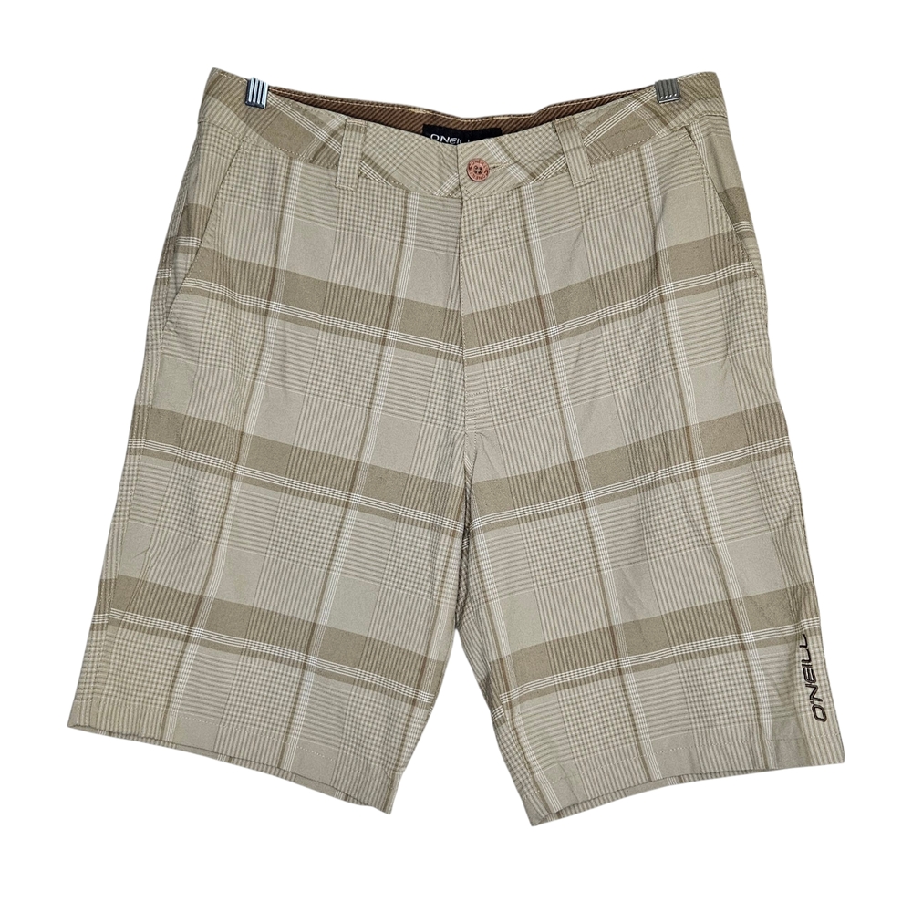O'Neill Men's Plaid Khaki Casual Chino Shorts Surfwear, Skater, Y2K Size 32